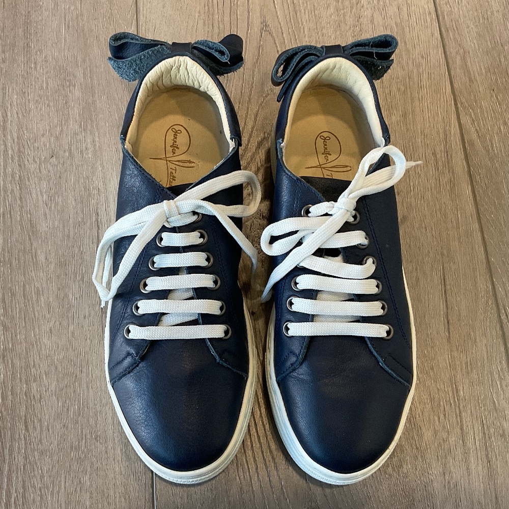 JENNIFER TATTANELLI Blue Leather Athletic Shoes Bow Size EU 36 US 5.5